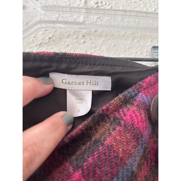 Garnet Hill Womens Wool Plaid Skirt Size 6 Pink Brown Blue Vintage - Picture 5 of 10